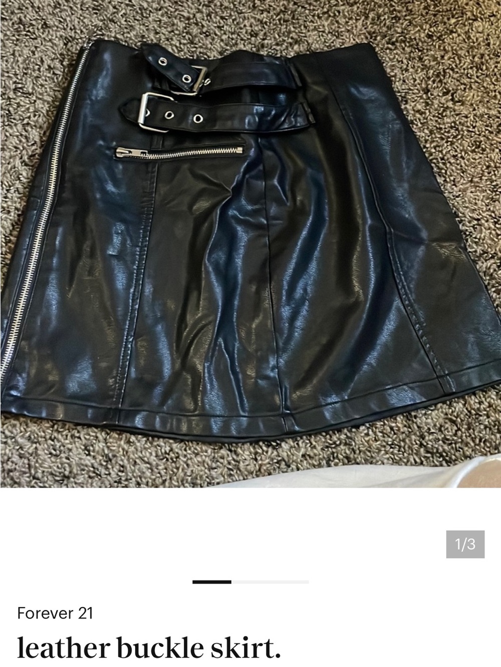 Forever 21 Black Faux Leather Buckle Mini Skirt